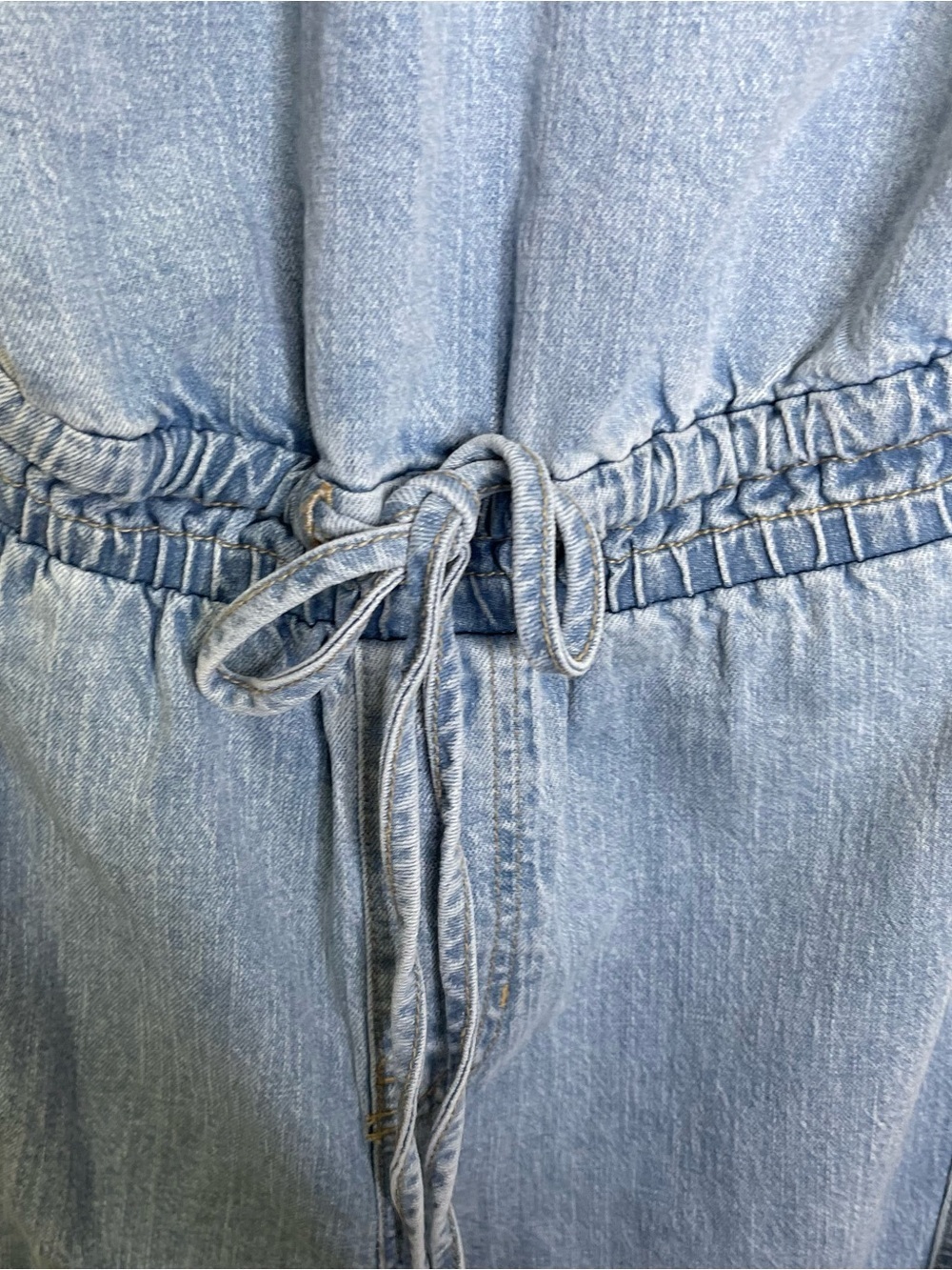 Abercrombie & Fitch High-Neck Linen-Blend Denim Balloon Leg Jumpsuit Sz Small - Picture 4 of 9